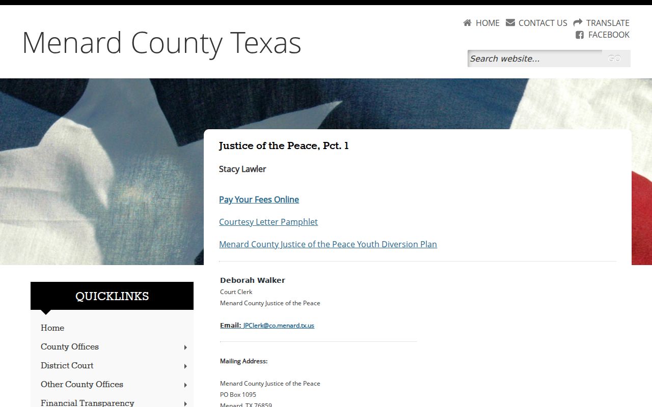 Menard County traffic court records and Justice Court jurisdiction