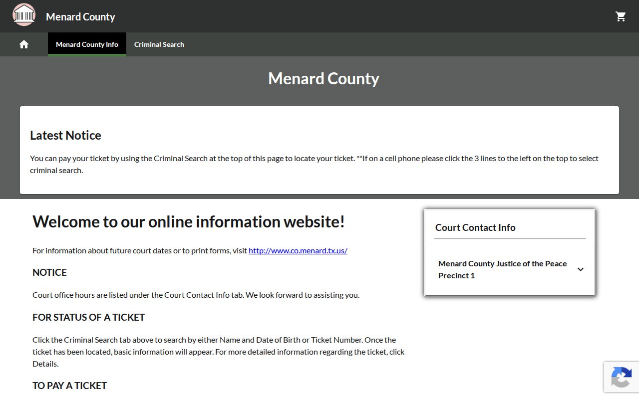 Menard County traffic court records payment route